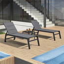 PURPLE LEAF Outdoor Chaise Lounge Aluminum with Side Table and Wheels Reclining Chair - Purple Leaf Garden