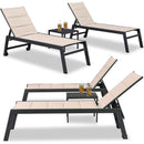 PURPLE LEAF Outdoor Chaise Lounge Aluminum with Side Table and Wheels Reclining Chair - Purple Leaf Garden