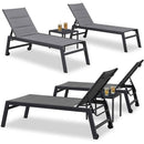 PURPLE LEAF Outdoor Chaise Lounge Aluminum with Side Table and Wheels Reclining Chair - Purple Leaf Garden
