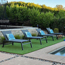 PURPLE LEAF Outdoor Chaise Lounge Aluminum with Side Table and Wheels Reclining Chair - Purple Leaf Garden