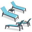 PURPLE LEAF Outdoor Chaise Lounge Aluminum with Side Table and Wheels Reclining Chair - Purple Leaf Garden