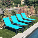 PURPLE LEAF Outdoor Chaise Lounge Aluminum with Side Table and Wheels Reclining Chair - Purple Leaf Garden