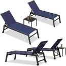 PURPLE LEAF Outdoor Chaise Lounge Aluminum with Side Table and Wheels Reclining Chair - Purple Leaf Garden