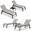 PURPLE LEAF Outdoor Chaise Lounge Aluminum with Side Table and Wheels Reclining Chair - Purple Leaf Garden