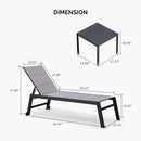 PURPLE LEAF Outdoor Chaise Lounge Aluminum with Side Table and Wheels Reclining Chair - Purple Leaf Garden