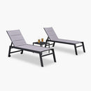 PURPLE LEAF Outdoor Chaise Lounge Aluminum with Side Table and Wheels Reclining Chair - Purple Leaf Garden
