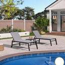 PURPLE LEAF Outdoor Chaise Lounge Aluminum with Side Table and Wheels Reclining Chair - Purple Leaf Garden