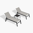 PURPLE LEAF Outdoor Chaise Lounge Aluminum with Side Table and Wheels Reclining Chair - Purple Leaf Garden