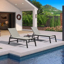 PURPLE LEAF Outdoor Chaise Lounge Aluminum with Side Table and Wheels Reclining Chair - Purple Leaf Garden