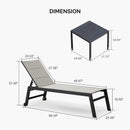 PURPLE LEAF Outdoor Chaise Lounge Aluminum with Side Table and Wheels Reclining Chair - Purple Leaf Garden