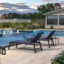 PURPLE LEAF Outdoor Chaise Lounge Aluminum with Side Table and Wheels Reclining Chair - Purple Leaf Garden