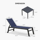 PURPLE LEAF Outdoor Chaise Lounge Aluminum with Side Table and Wheels Reclining Chair - Purple Leaf Garden