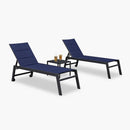 PURPLE LEAF Outdoor Chaise Lounge Aluminum with Side Table and Wheels Reclining Chair - Purple Leaf Garden