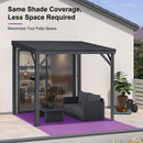 PURPLE LEAF  Outdoor Wall Mounted Hardtop Gazebo Metal Roof Patio Cover with Drainage System Outdoor Living Shelter for Backyard Lounge