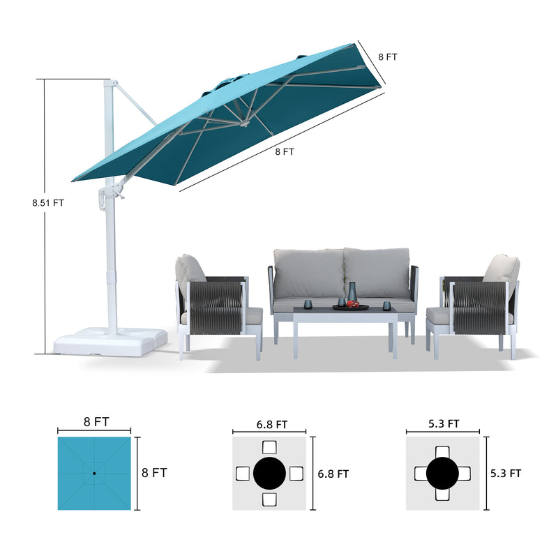 PURPLE LEAF Outdoor Patio Umbrella with Base, Best White Cantilever Umbrellas