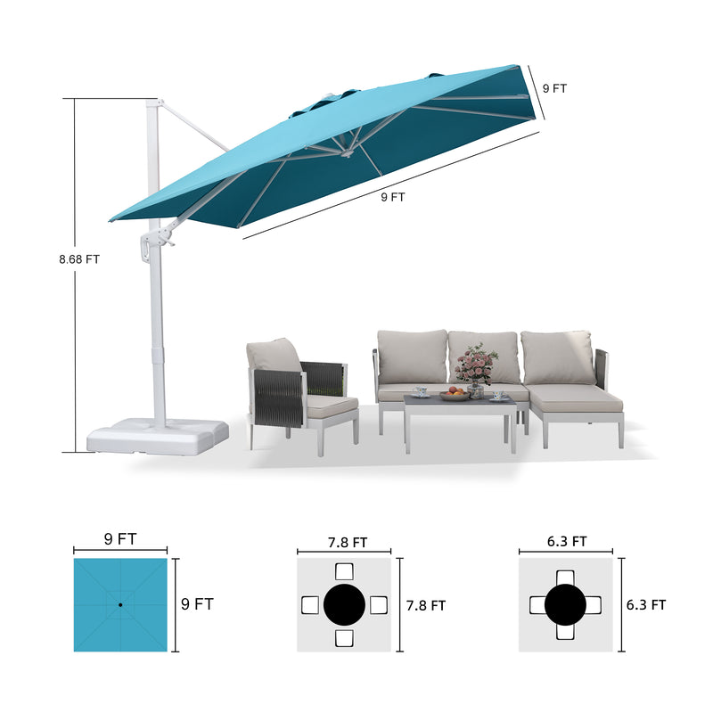 PURPLE LEAF Outdoor Patio Umbrella with Base, Best White Cantilever Umbrellas