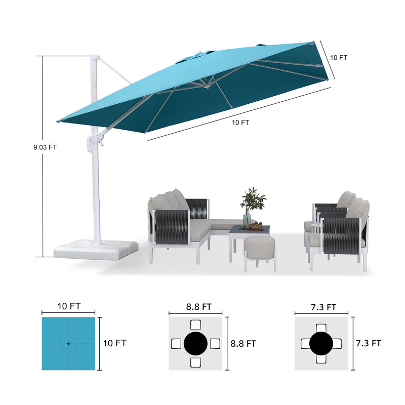 PURPLE LEAF Outdoor Patio Umbrella with Base, Best White Cantilever Umbrellas