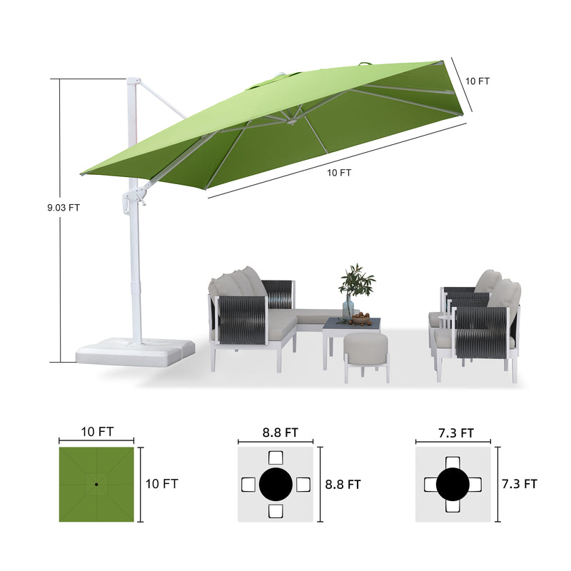 PURPLE LEAF Outdoor Patio Umbrella with Base, Best White Cantilever Umbrellas