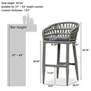 PURPLE LEAF Outdoor Bar Stools Counter Stools Rattan Bar Stools Chair Set of 2 with Backrest for Indoor or Outdoor, Kitchen lsland
