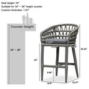PURPLE LEAF Outdoor Bar Stools Counter Stools Rattan Bar Stools Chair Set of 2 with Backrest for Indoor or Outdoor, Kitchen lsland