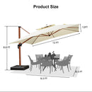 PURPLE LEAF Outdoor Garden Umbrella with Base, Cantilever Umbrellas in Wood Color