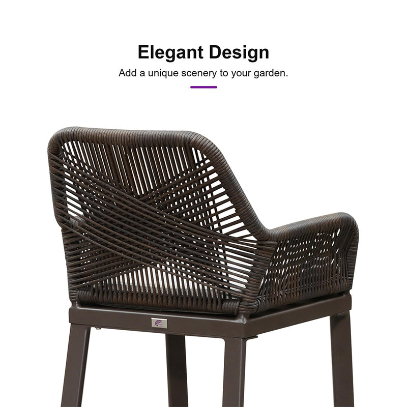 PURPLE LEAF Modern Bar Stools Set of 2, Aluminum Bar Stool with Cushion for Indoor and Outdoor, Kitchen Island