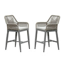 PURPLE LEAF Modern Bar Stools Set of 2, Aluminum Bar Stool with Cushion for Indoor and Outdoor, Kitchen Island