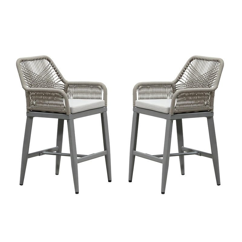 PURPLE LEAF Modern Bar Stools Set of 2, Aluminum Bar Stool with Cushion for Indoor and Outdoor, Kitchen Island