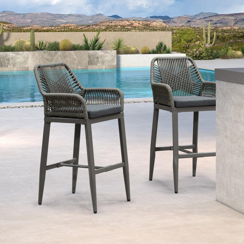 PURPLE LEAF Modern Bar Stools Set of 2, Aluminum Bar Stool with Cushion for Indoor and Outdoor, Kitchen Island