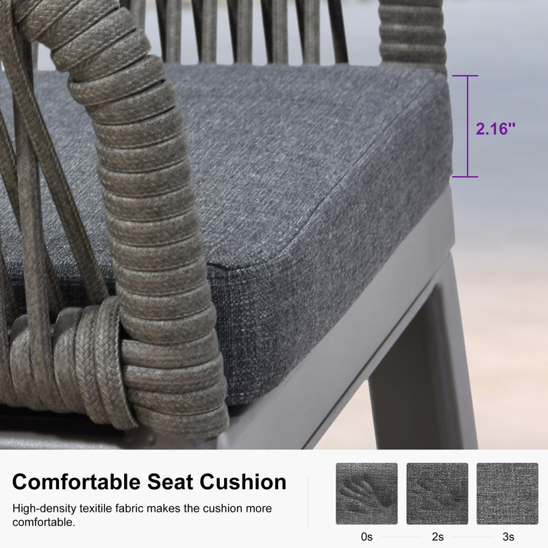 PURPLE LEAF Modern Bar Stools Set of 2, Aluminum Bar Stool with Cushion for Indoor and Outdoor, Kitchen Island