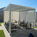 PURPLE LEAF Athena Louvered Pergola White Outdoor Aluminum Pergola with Roller Blind Adjustable Gazebo for Patio Deck Garden