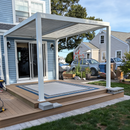 PURPLE LEAF Athena Louvered Pergola Modern White Pergola with Adjustable Roof for Deck Backyard Garden