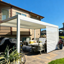 PURPLE LEAF Athena Louvered Pergola White Outdoor Aluminum Pergola with Roller Blind Adjustable Gazebo for Patio Deck Garden