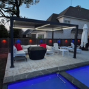 PURPLE LEAF Caesar Solar Louvered Pergola with LED Strip Lights and Control Panel Aluminum Outdoor Pergola with Adjustable Roof for Patio Deck Garden Yard Gray