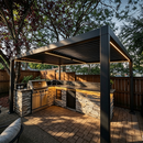 PURPLE LEAF Caesar Solar Louvered Pergola with LED Strip Lights and Control Panel Aluminum Outdoor Pergola with Adjustable Roof for Patio Deck Garden Yard Gray