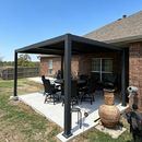 PURPLE LEAF Caesar Solar Louvered Pergola with LED Strip Lights and Control Panel Aluminum Outdoor Pergola with Adjustable Roof for Patio Deck Garden Yard Gray