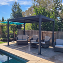 PURPLE LEAF Caesar Outdoor Louvered Pergola Patio Sun Shade Shelter with Adjustable Hardtop Patio Pergola Grey