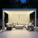 PURPLE LEAF Athena Louvered Pergola White Outdoor Aluminum Pergola with Roller Blind Adjustable Gazebo for Patio Deck Garden