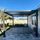 PURPLE LEAF Caesar Louvered Pergola with Yellow String Lights Patio Aluminum Pergola with Independent Adjustable Rainproof Roof Hardtop Pergola for Outdoor Deck Garden Yard