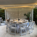 PURPLE LEAF Athena Louvered Pergola White Outdoor Aluminum Pergola with Roller Blind Adjustable Gazebo for Patio Deck Garden