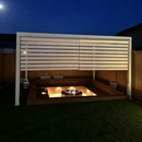 PURPLE LEAF Athena Louvered Pergola White Outdoor Aluminum Pergola with Roller Blind Adjustable Gazebo for Patio Deck Garden