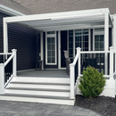PURPLE LEAF Athena Louvered Pergola Modern White Pergola with Adjustable Roof for Deck Backyard Garden