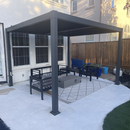 PURPLE LEAF Caesar Solar Louvered Pergola with LED Strip Lights and Control Panel Aluminum Outdoor Pergola with Adjustable Roof for Patio Deck Garden Yard Gray