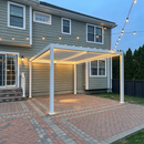 PURPLE LEAF Athena Louvered Pergola White Outdoor Aluminum Pergola with Strip Lights Adjustable Gazebo for Patio Deck Garden