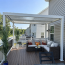 PURPLE LEAF Athena Louvered Pergola Modern White Pergola with Adjustable Roof for Deck Backyard Garden
