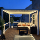 PURPLE LEAF Athena Louvered Pergola White Outdoor Aluminum Pergola with Strip Lights Adjustable Gazebo for Patio Deck Garden