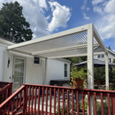 PURPLE LEAF Athena Louvered Pergola Modern White Pergola with Adjustable Roof for Deck Backyard Garden
