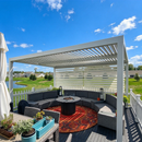 PURPLE LEAF Athena Louvered Pergola White Outdoor Aluminum Pergola with Roller Blind Adjustable Gazebo for Patio Deck Garden
