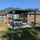 PURPLE LEAF Caesar Louvered Pergola with Yellow String Lights Patio Aluminum Pergola with Independent Adjustable Rainproof Roof Hardtop Pergola for Outdoor Deck Garden Yard