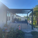 PURPLE LEAF Caesar Louvered Pergola with Yellow String Lights Patio Aluminum Pergola with Independent Adjustable Rainproof Roof Hardtop Pergola for Outdoor Deck Garden Yard